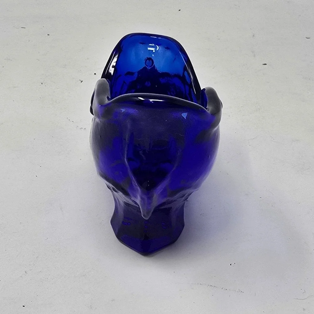 Vtg Mosser Victorian style cobalt blue glass slipper pointed toe shoe whimsical